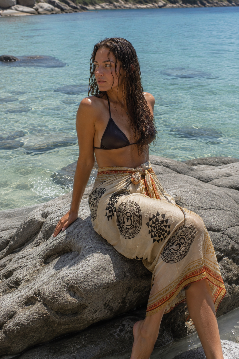 Golden Sands Om Print Sarong