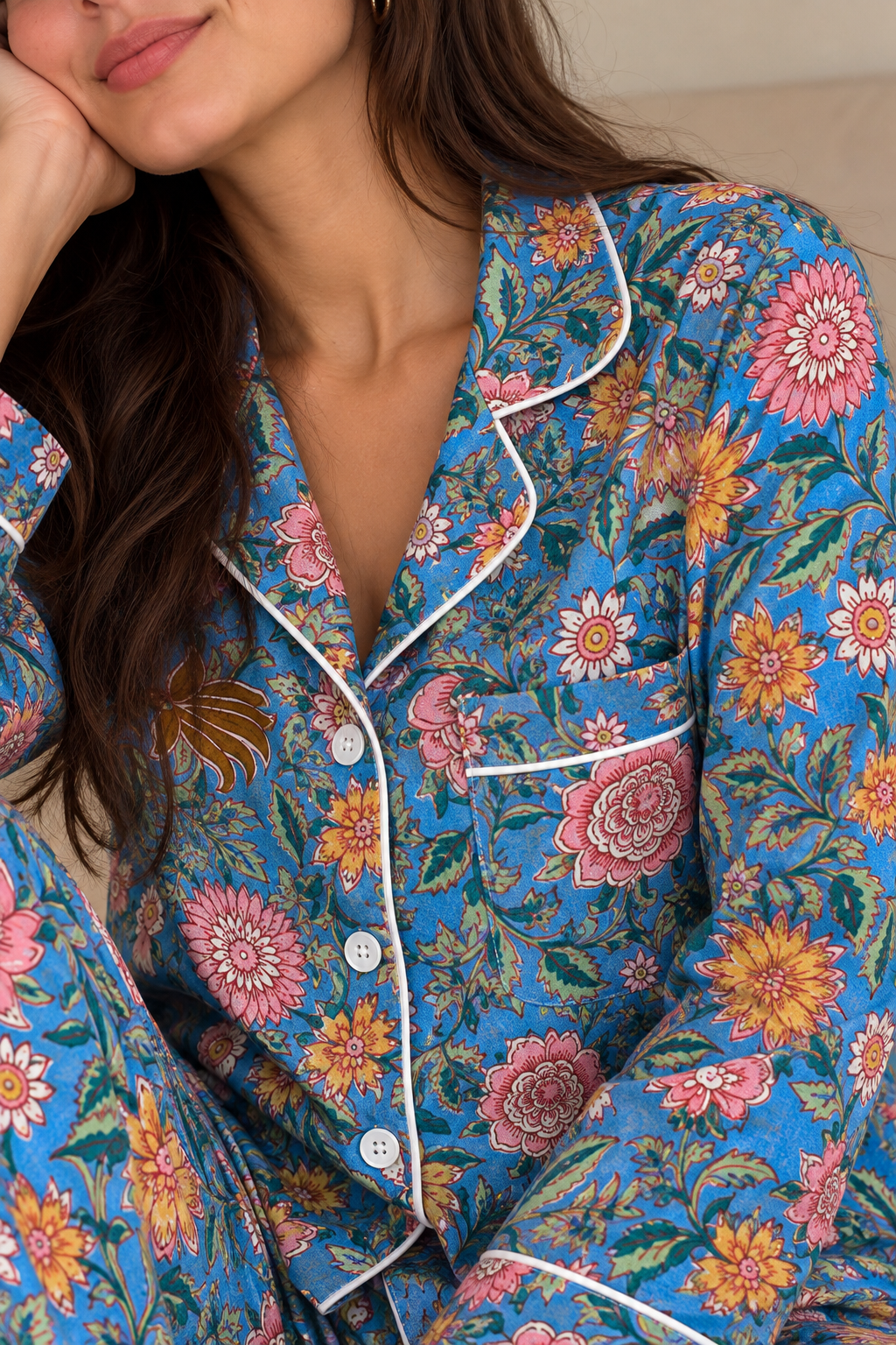 Azure Garden Long Pyjama Set