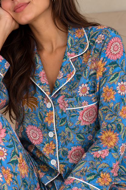 Azure Garden Long Pyjama Set