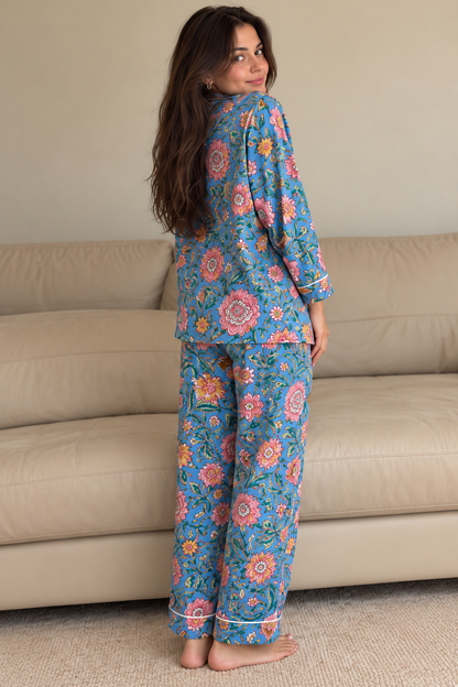 Azure Garden Long Pyjama Set