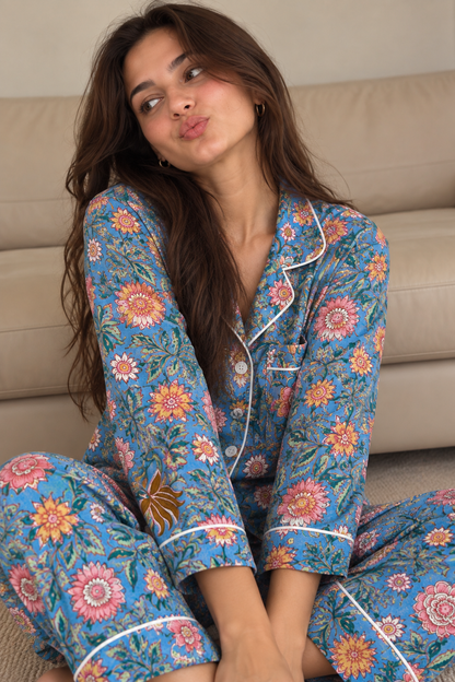Azure Garden Long Pyjama Set