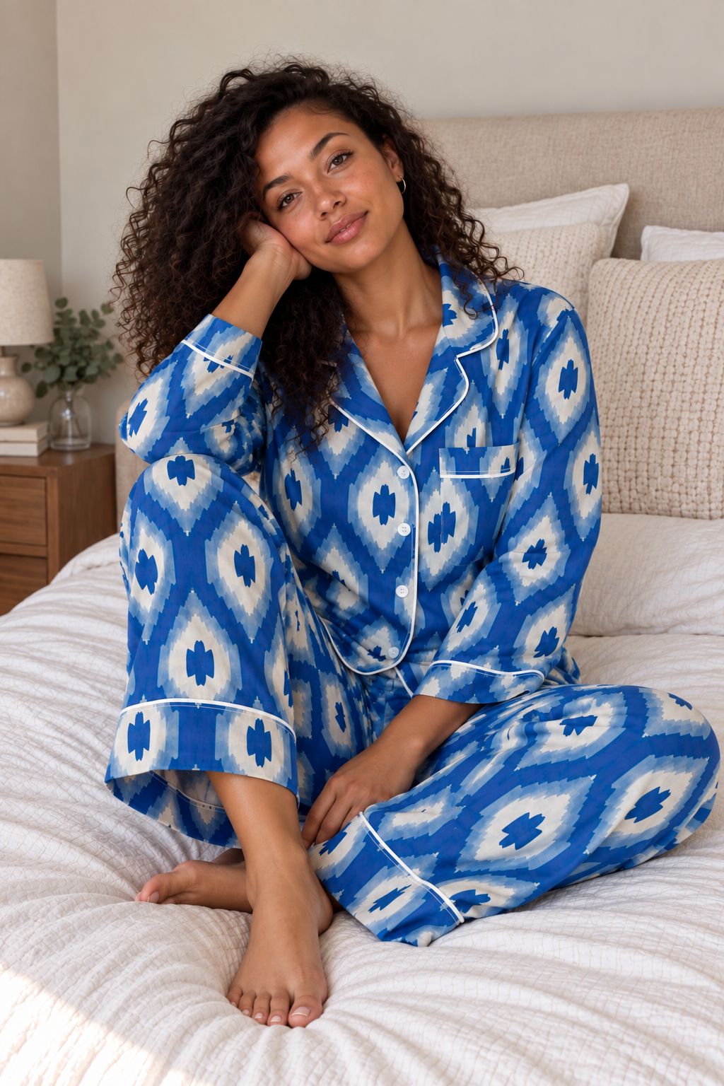 Blue Bloom Ikat Pyjama Set