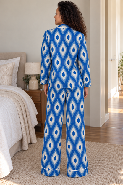 Blue Bloom Ikat Pyjama Set