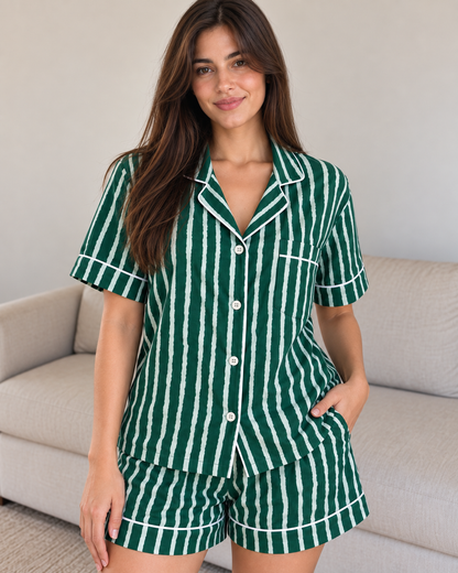 Jade Stripe Short Pyjama Set