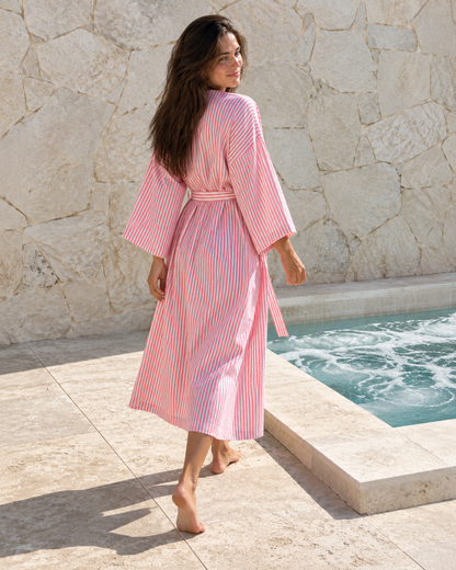 Pink Haven Stripe Kimono Robe