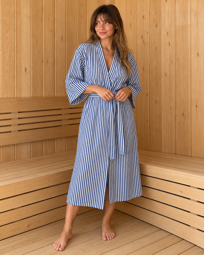 Blue Shore Stripe Robe
