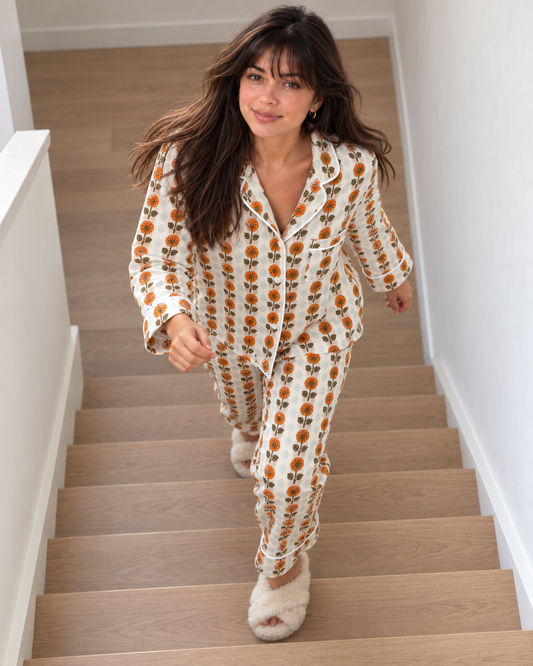 Marigold Meadow Cotton Long Pyjama Set