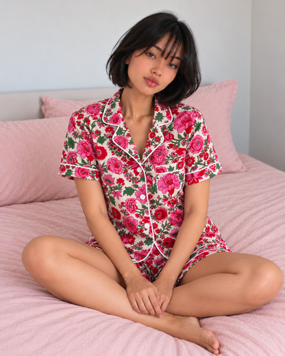 Pink Bloom Short Pyjama Set