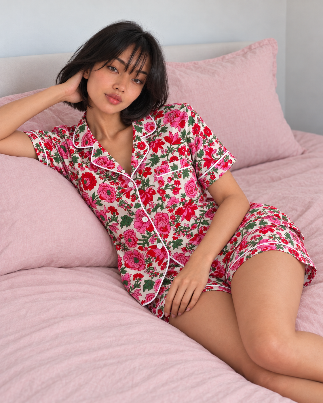Pink Bloom Short Pyjama Set