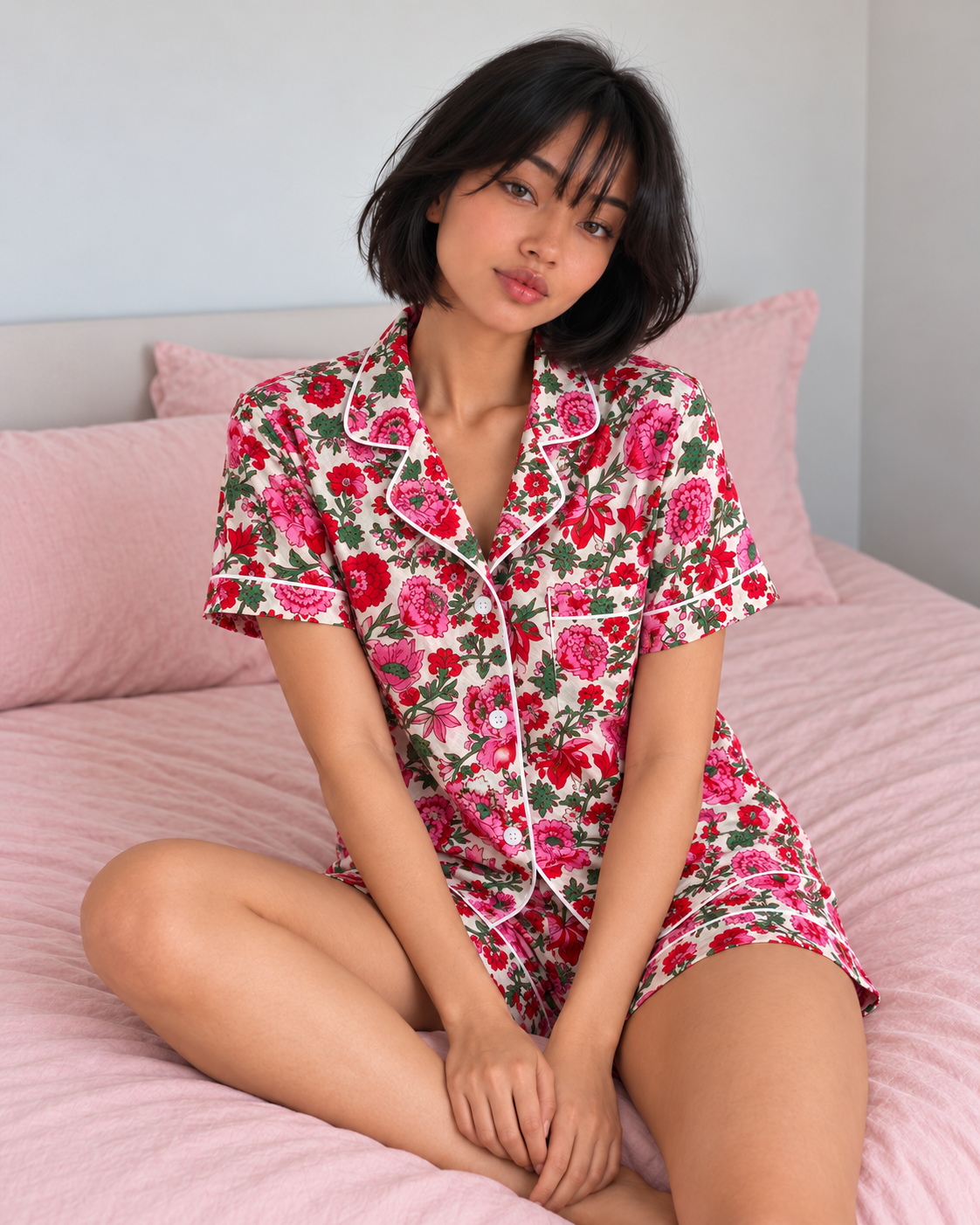 Pink Bloom Short Pyjama Set