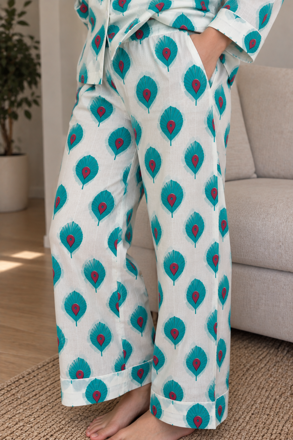 Peacock Petal Cotton Pyjama Set