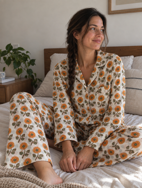 Marigold Meadow Cotton Pyjama Set