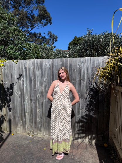 Olive Floral Cotton Maxi Dress