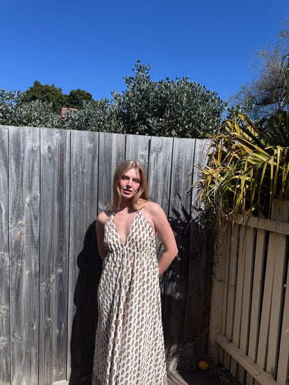 Olive Floral Cotton Maxi Dress