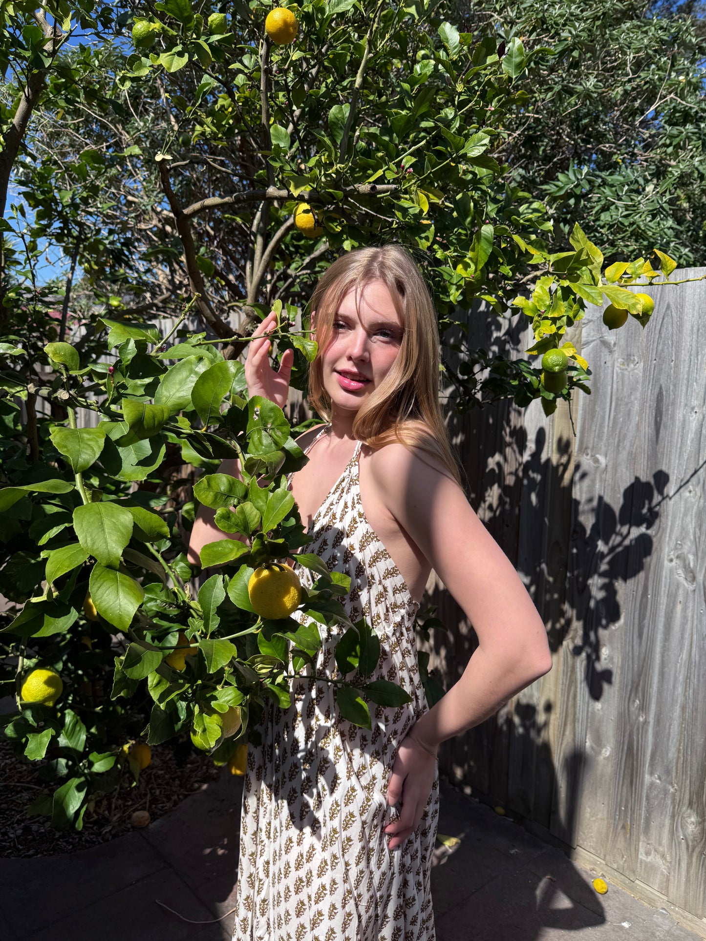 Olive Floral Cotton Maxi Dress