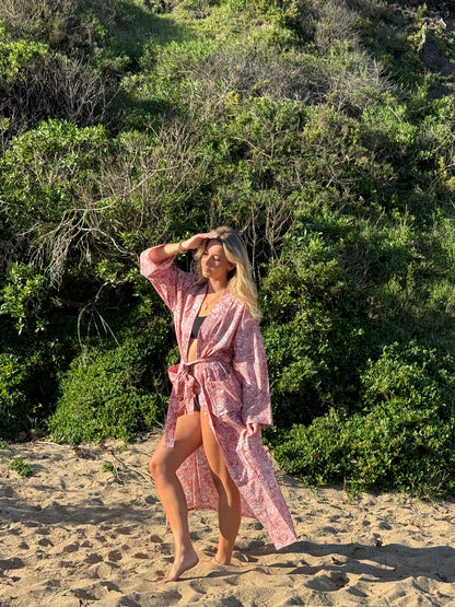 Rosé Resort cotton mini dress, full length