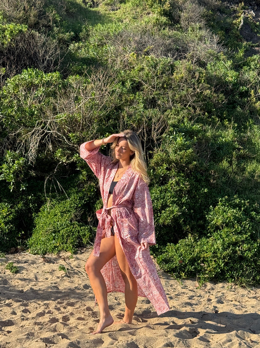 Rosé Resort cotton mini dress, full length